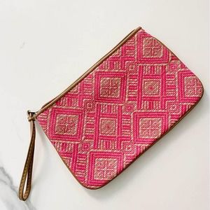 Neon Pink woven, patterned clutch - moving sale!